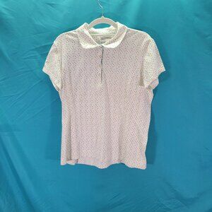 Sport Haley Womens Polka Dot Short Sleeve Polo Shirt L